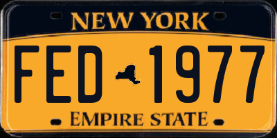 NY license plate FED1977