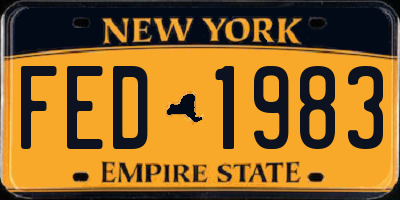 NY license plate FED1983