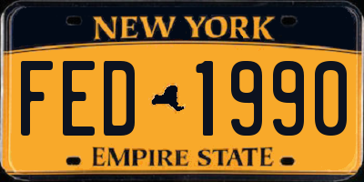 NY license plate FED1990