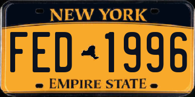 NY license plate FED1996