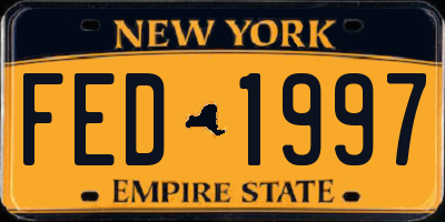 NY license plate FED1997