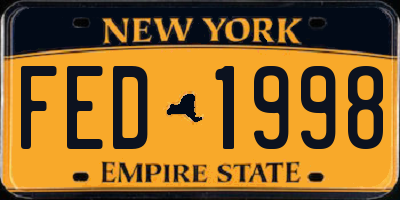 NY license plate FED1998