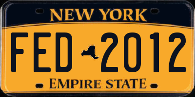 NY license plate FED2012