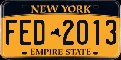 NY license plate FED2013