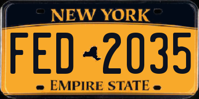 NY license plate FED2035