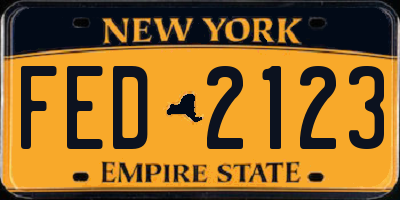 NY license plate FED2123