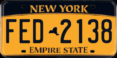 NY license plate FED2138