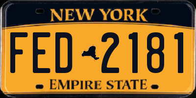 NY license plate FED2181