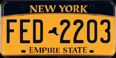 NY license plate FED2203