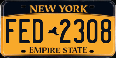 NY license plate FED2308