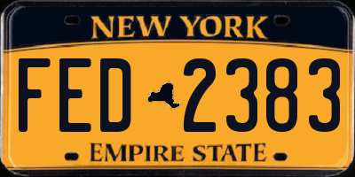 NY license plate FED2383