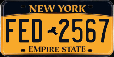 NY license plate FED2567