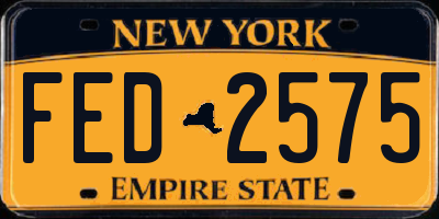 NY license plate FED2575