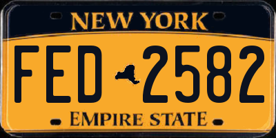 NY license plate FED2582