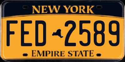 NY license plate FED2589