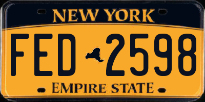 NY license plate FED2598
