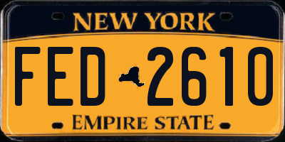 NY license plate FED2610