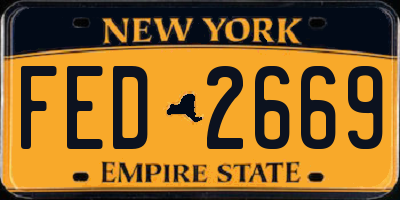 NY license plate FED2669