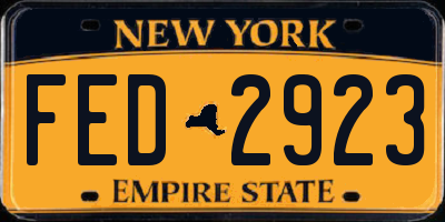 NY license plate FED2923