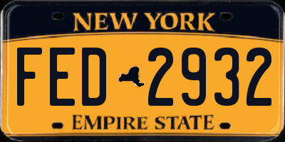 NY license plate FED2932