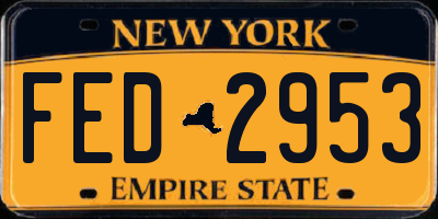NY license plate FED2953
