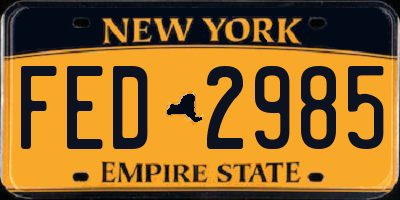 NY license plate FED2985