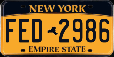 NY license plate FED2986