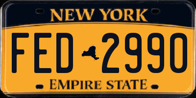 NY license plate FED2990