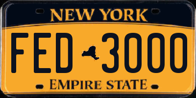 NY license plate FED3000