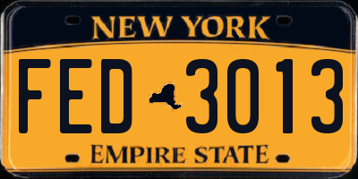NY license plate FED3013