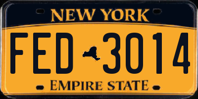 NY license plate FED3014