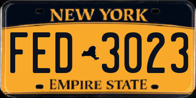 NY license plate FED3023