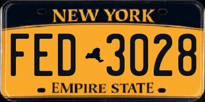 NY license plate FED3028