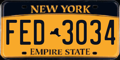NY license plate FED3034