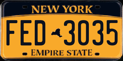 NY license plate FED3035