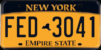 NY license plate FED3041