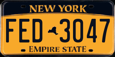 NY license plate FED3047