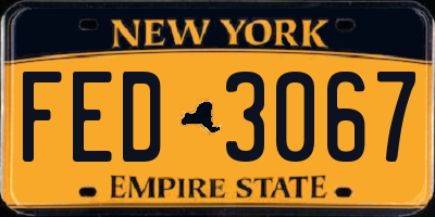 NY license plate FED3067