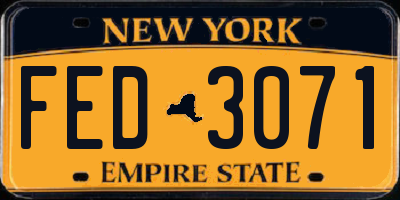 NY license plate FED3071