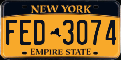 NY license plate FED3074