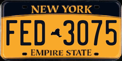 NY license plate FED3075