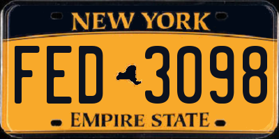 NY license plate FED3098