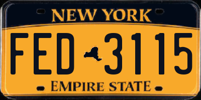 NY license plate FED3115