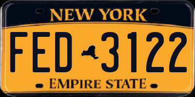 NY license plate FED3122