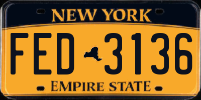 NY license plate FED3136