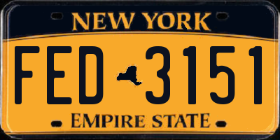 NY license plate FED3151