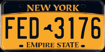 NY license plate FED3176