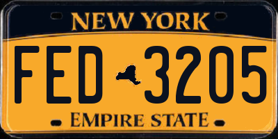 NY license plate FED3205