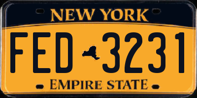 NY license plate FED3231