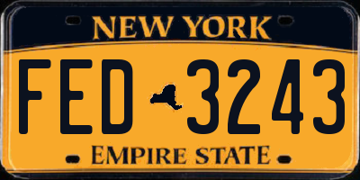 NY license plate FED3243